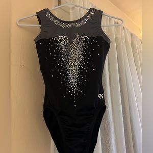 Gymnastics Leotard Sequined Black and Gray